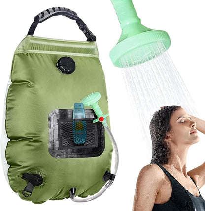 Solar Shower Bag | 5 Gal/20L Solar Heating Camping Shower Bag | Removable Hose | On-Off Switchable Shower Head | Ducha Portatil | Traveling Shower | Portable Shower for Beach Swimming, Hiking